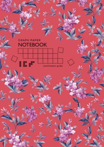 Graph Paper Notebook - Centimeter Grids: A4 Composition Book Quad Ruled 1 cm Squares for Math / Kids Handwriting | Beautiful Phlox Flower Design Red