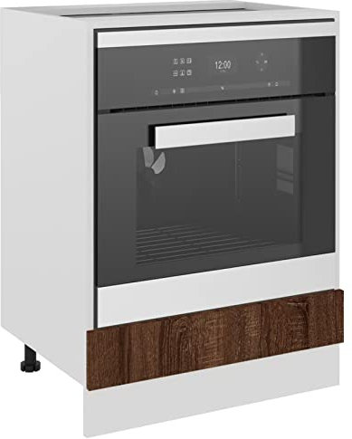 Tidyard Armoire à Four de Cuisine Armoire à Micro-Ondes Encastrable Pieds Réglables Chêne Marron 60x46x81,5 cm Bois d'ingénierie