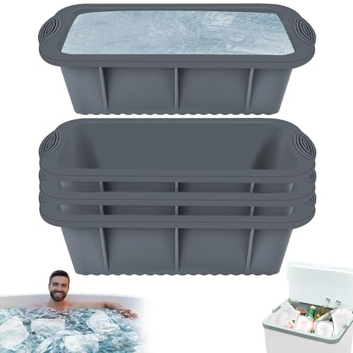 Große Eiswürfelformen, 4-Pack Eiswürfel Wiederverwendbar Einfache Freigabe Eiswürfelform Silikon für Eisbad Whiskey Cocktails Pudding Gelee Milchsaft Home Party Getränke (Grau)