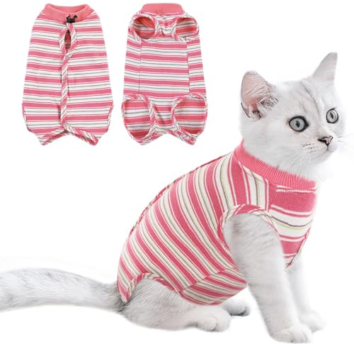 CITÉTOILE Body para Gatos Después de la Cirugía, Ropa Postoperatoria para Gatos para Heridas Abdominales, Traje de Recuperación, Ropa Después de la Cirugía, Rosa, L