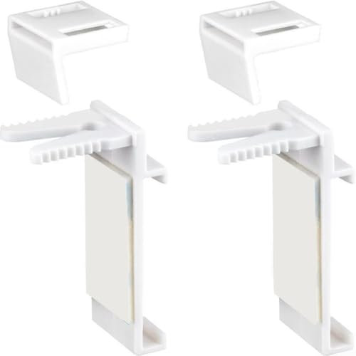 GLOBALHUT No-Drill Double Roller Blind Clamp Brackets, Pack Of 10 Window Hardware Accessories, For PVC Wooden Windows Door Sashes White