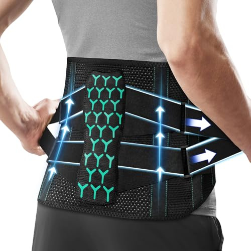 Beugo Ceinture Lombaire, Ceinture de Soutien Lombaire pour Douleurs Lombaires Femmes Hommes Ceintures de Soutien Dorsal Sangle Double Réglable(M)