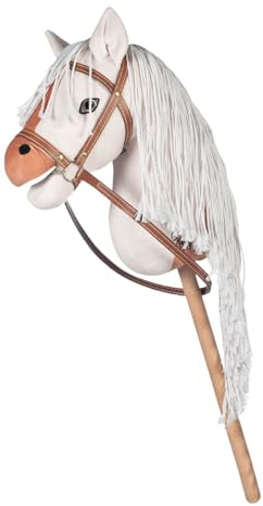 HKM Hobby Horse – Mini caballo de peluche suave con brida extraíble (beige/marrón)