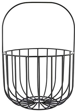 Point-Virgule Cesta de fruta con manija de metal, fruteros de cocina modernos, negra, 22,5x32,5cm