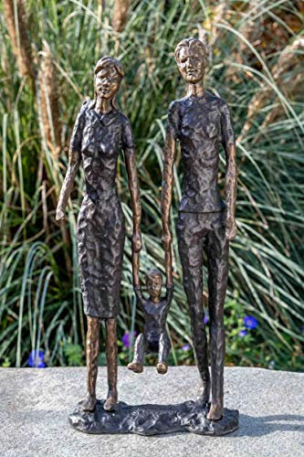 IDYL Bronze-Skulptur Abstrakte Familie | 49x11x22 cm |Bronze-Figur handgefertigt | Gartenskulptur - Wohnbereich-Dekoration | Hochwertiges Kunsthandwerk | Wetterfest