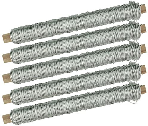 varivendo Wickeldraht Set 5x100g Edelstahl – Basteldraht für Floristik & Deko, Blumendraht/Bindedraht, dünner Draht 0,65 mm, silber