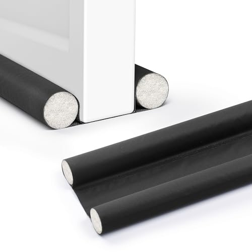 Toolerando Zugluftstopper Türboden Dichtung Kältestopper Türisolierung Energieeffizient, Windstopper Schutz gegen Zugluft und Lärm, Zuschnitt 95 x 11,5 cm Schwarz 2er Pack