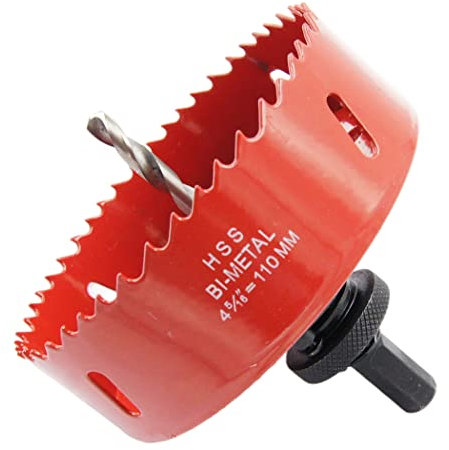 Sega a tazza 110mm, perno per impieghi gravosi LAIWEI, punta HSS 4341, fresa a tazza per praticare fori in legno, alluminio, PVC e altri materiali