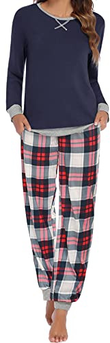 Ekouaer Pigiama Donna Invernale Lungo Set 2 Pezzi Tuta da Casa PAT2 S
