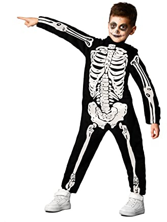 Ciao- Scheletro costume travestimento tuta bambino (Taglia 3-4 anni)