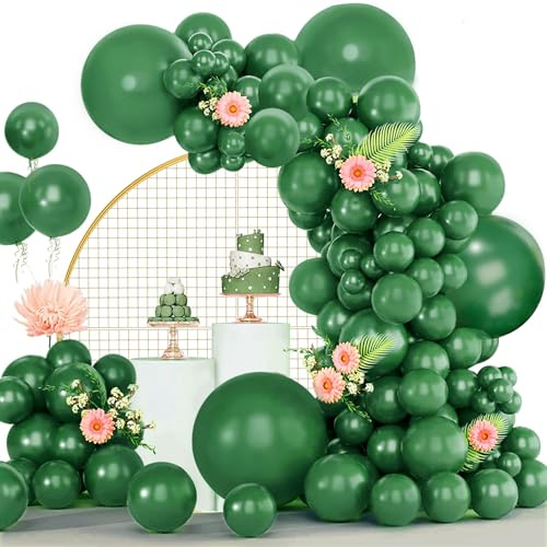 Palloncini Verde, 120 Pezzi Kit Arco Palloncini Verde Scuro, 18 12 10 5 Pollici Ghirlanda Palloncini Compleanno Matrimonio Battesimo Bambino Laurea Festa Decorazioni
