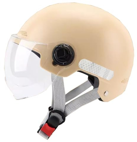 Aperto Caschi da Moto Portatile Jet Casco Scodella ECE Omologato retrò Motociclo Aperto Faccia Casco Donna Uomo Scooter Casco per Moto, Adult Cruiser Chopper Mezzo Casco