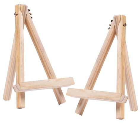 Mini Staffeleien Holz,Klein Staffelei,für Bilder, Leinwandständer Klappbar, Kompakte Staffelei,Fotoalben, Visitenkarten, Malhandwerk,18 x 24 cm(2 Stück)