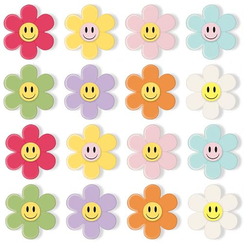 MORCART 16 Stück Emoji Magnete Blumen Kühlschrankmagnete Dekoration für Spind, Whiteboard, dekorative Magnettafel, Schränke, Klassenzimmer, Büro
