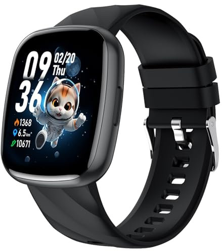 Reloj Inteligente Niño y Niña, Pulsera Actividad 100+ Modos Deportivo 1.75 HD, Smartwatch con Despertador, Podómetro, Pulsómetro, Monitor de Sueño, Regalos para Niñas y Niños de 5 a 16 Años (Negro)