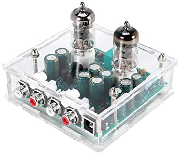 Pesfehhy Le Plus RéCent 6J1 PréAmpli Une Lampes Carte Amplificateur Casque Ampli Une Valve Tampon Bile Kits Bricolage (Carte Ampli de PréAmpli Une Tubes 6J1 + éLéMents Coque Transparents)
