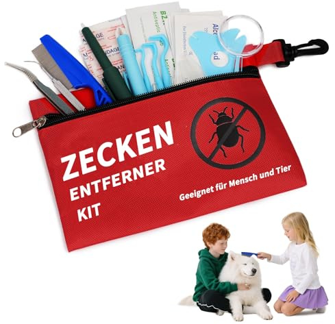 Auibor Zeckenentferner Set für Menschen, Hunde und Katzen – 54-in-1 Zeckenentfernungswerkzeug mit Edelstahl-Pinzette, Zeckenkamm, Zeckenhaken, ideal für Haustiere, Camping, Outdoor