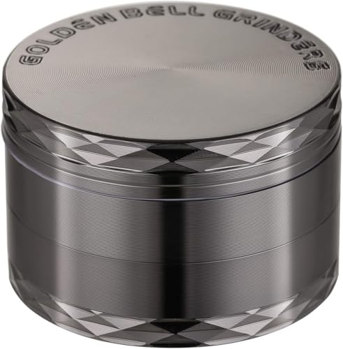 LIHAO Grinder Zinc Alloy Spice Grinder Stylish Diamond Edge Lid 2 inch Grinder for Dry Spices - Nickle Black