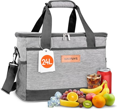 KAEFUYS Insulated Picnic Bag 24L Large Cooler Bag Lunch Bag for Shopping Car Office Camping Outdoor Travel Food Transport Provisions Family Barbecues