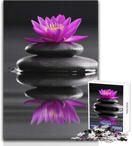1000-teiliges Puzzle für Jugendliche: Seerose auf Steinen – Einzigartiges Herausforderungsspiel, präzises Schneiden, Lernspielzeug, Größe 50x75cm