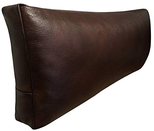 Quattro Meble Dunkelbraun Glanz Echtleder Nackenkissen Lederkissen Sofa Dekokissen Rindsleder Kissen Kopfstützen Kopfkissen (22 x 70 cm)