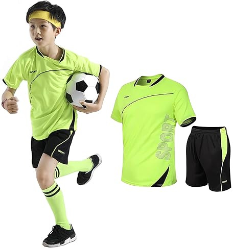 Coralup Kids Sports Shorts Sets Football&Basketball Uniform Jerseys Tracksuit Training Suits Summer Beach Short Sleeve Set Green 4-5Years
