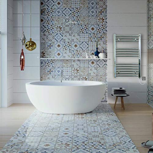 Valdern Scaldasalviette elettrico preriempito, cromato, 500 mm (larghezza) x 800 mm (altezza) - 150 W