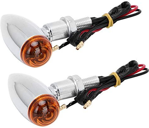 Indicatori di Direzione Moto, 1 Paio 12V Frecce per Moto Impermeabile Indicatore di Direzione Universale Luci di Segnalazione a LED per Foro da 10mm Accessorio di Modifica per Moto (Galvanica)