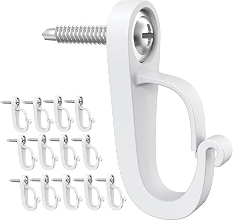 XZUHYE Q-Hanger-Haken, Schraubhaken, für Lichterketten und Garage, Neujahrsparty oder andere hängende Dekorationen für Haus, Sicherheitsschnallen-Design, leicht zu lösen, 14 Stück, Weiß