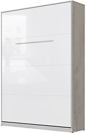 SMARTBett Schrankbett Standard 90x200 120x200 140x200 160x200 Bettschrank Wandbett Beton/Weiss Hochglanz 140 Vertikal