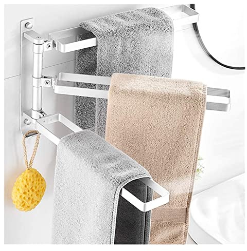 ALDEPO Towel Rail Towel Rack Towel Holder Rails Towel Rack Rotatable Telescopic Hand Towel Holder 3 Arms Aluminium Look Towel Rail,Wall-Mounted Bathroom Kitchen (Color : Colorful Chrysanthemum)