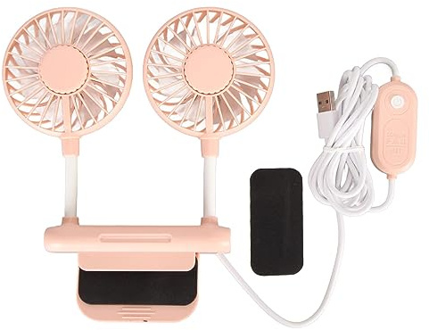 Fockety Ventilador de Pantalla, Ventilador con Clip para Monitor de 3 velocidades con 2 Cabezas de Ventilador, Ventilador Personal silencioso con alimentación USB para portátiles (Rosa)