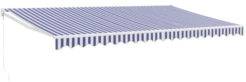 vidaXL Markise, Sonnenmarkise Einziehbar, Gelenkarmmarkise mit Kurbel, Terrassenmarkise Balkonmarkise Sonnenschutz, Blau Weiß 5x3m Stoff Aluminium