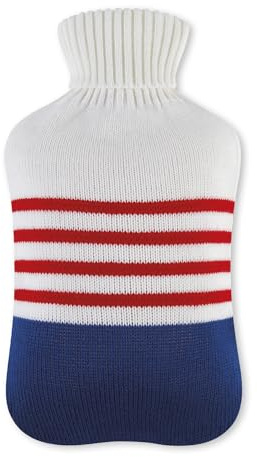 BOUILLOTTE - Eau - 2 litres - Modèle Marinière - 100% polyacrylique - Matière thermoplastique - Accessoire de bien-être - 1 unité