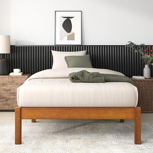 Zinus Ellie 14 Inch Twin Bamboo Platform Bed Frame, Wood Slat Support, No Box Spring Needed, Easy Assembly, Brown