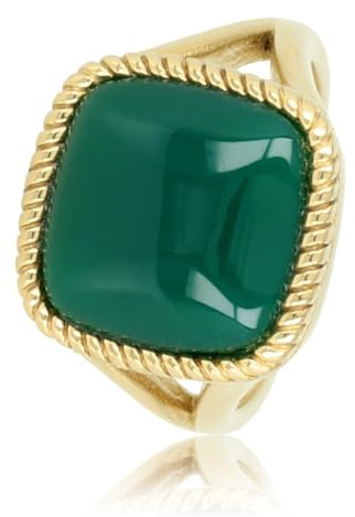 My Bendel - Siegelring Gold mit grünem Achat Edelstein- Stylischer Ringe für Damen mit echtem Edelstein - Bleibt schön und Verfärbt nicht - Stapeln Ringe - mit Luxuriösen Geschenkverpackung