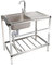 Kitchen Sink Single Bowl Stainless Steel Table with 1 Compartment Commercial Sink Set with Faucet & Drainboard for Restaurant Kitchen Laundry Room Garage