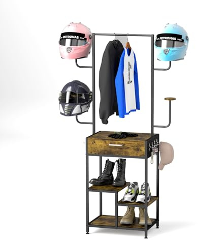tonchean Motorcycle Helmet Stand with Drawer