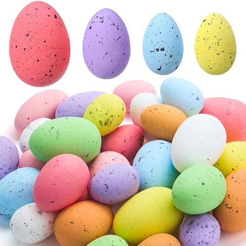JOYIN 32Pcs Foam Easter Eggs, Assorted Pastel Speckled Easter Eggs for Indoor Table Centerpiece Decoration, Party Favor, Bowl Fillers Wreath Garland