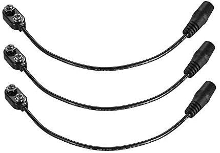 3pcs 9V Battery Clip Converter Snap Connector 2.1mm * 5.5mm Female Plug for Guitar Effect One Spot Power Supply (3-pack)