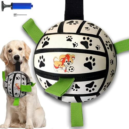 CEASELESLY Calcio Del Cane,Palla interattiva resistente,Palla per canis con manico,Giocattolo interattivo per Cani di Piccola e Media Taglia,palla per cani per esterni,prato,nuoto