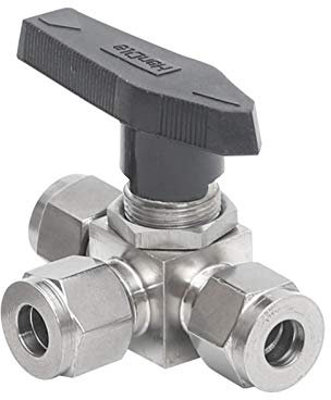 CPDHJMZO Fit 3 6 8 12mm 1/4inch T-Port Ball Valve Compression Union SS304 Stainless Steel for Propane Fuel Water Oil Gas(3mm)