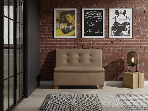 JKG Meble Essbank fur Kuche - Sitzbank Esszimmer mit Aufbewahrungsbehälter - Modern Essbank Küche - Stoff Velours - gepolsterte Rückenlehne - Braun - Monolith 09-120cm
