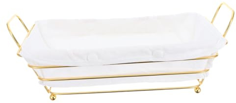 FUNNETOYU Eleganter Rechteckiger Metall Aufbewahrungskorb mit Dekorativem Hohldesign Großer Brotkorb und Obstkorb für Küche Badezimmer und Arbeitsflächen Goldfarben Vielseitiger Organizer