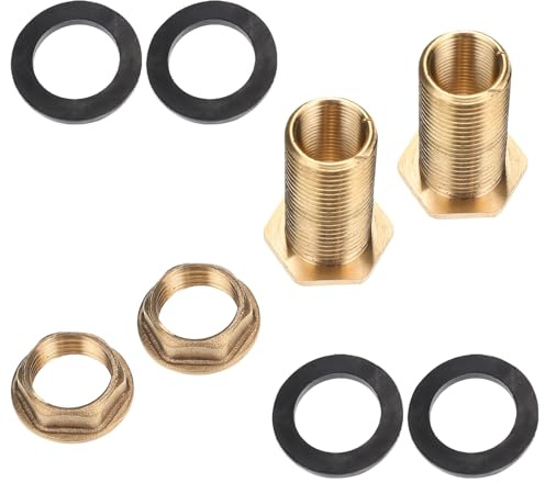 FOMIYES Racor de Mamparo de Latón 1/2 Pulgada Macho y 3/8 Pulgada Hembra 2 Juntas Tóricas Conector para Tanque de Agua Acoplador para Depósitos y de Agua Paquete de 2 Unidades