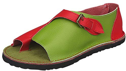 Sandalen Frauen Stil Weiche Bequeme Freizeit Flache Schnalle Flacher Strand (42,Rot)