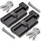 Bwintech 2 Pcs Keyed Alike 70mm (35T/35) Black Euro Cylinder Lock,Door Barrel Lock,Thumbturn Knob with 6 Standard Keys,Anti-Pick,Anti-Bump,Anti Drill,High Security for UPVC,Wooden,Composite Doors
