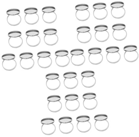 Lurrose 30stücke Verstellbare Edelstahl-ringbasen Für -schmuckherstellung Langlebige Ringrohlinge Mit -tray Innendurchmesser Für Kreative Designs Und Individuelle Accessoires