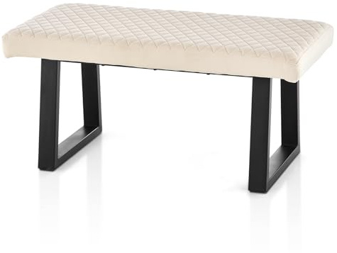 TUKAILAI Sitzbank mit Samtbezug 100cm Polsterbank für Flur, Garderobe, Esszimmer, Wohnzimmer, Schlafzimmer (Creme)