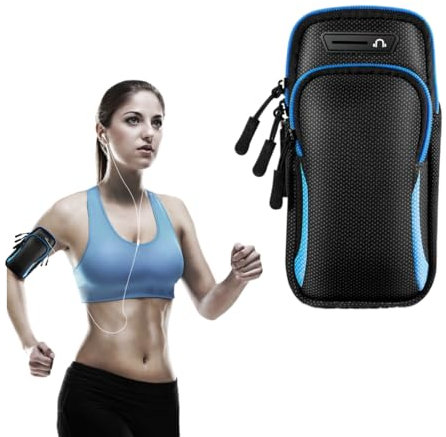 MWUMRCM Fascia Braccio Running Resistente al Sudore, con Tasca Porta Cellulare Corsa e Portachiavi Tasca per Portare il Tuo IPhone Pro Max ecc Accessorio Perfetto per Palestra, Corsa e Ciclismo